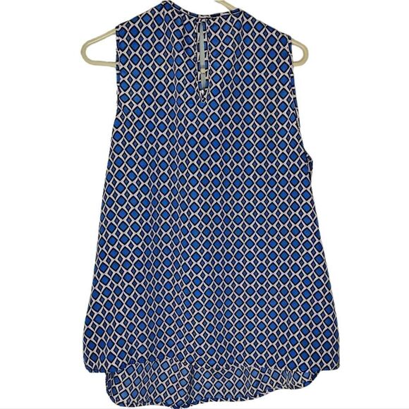 Unique Spectrum Abstract Print Zip Front Blouse - Picture 2 of 5